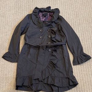 Pink Tartan Chocolate Brown Ruffle Trench Coat